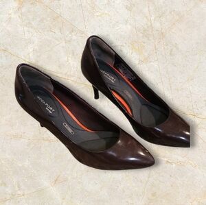 Rockport Women's Dark Brown Patent Leather Pointed-Toe Pumps